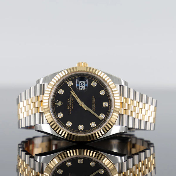 Rolex Datejust 41mm Steel and Yellow Gold Fluted Black Diamond